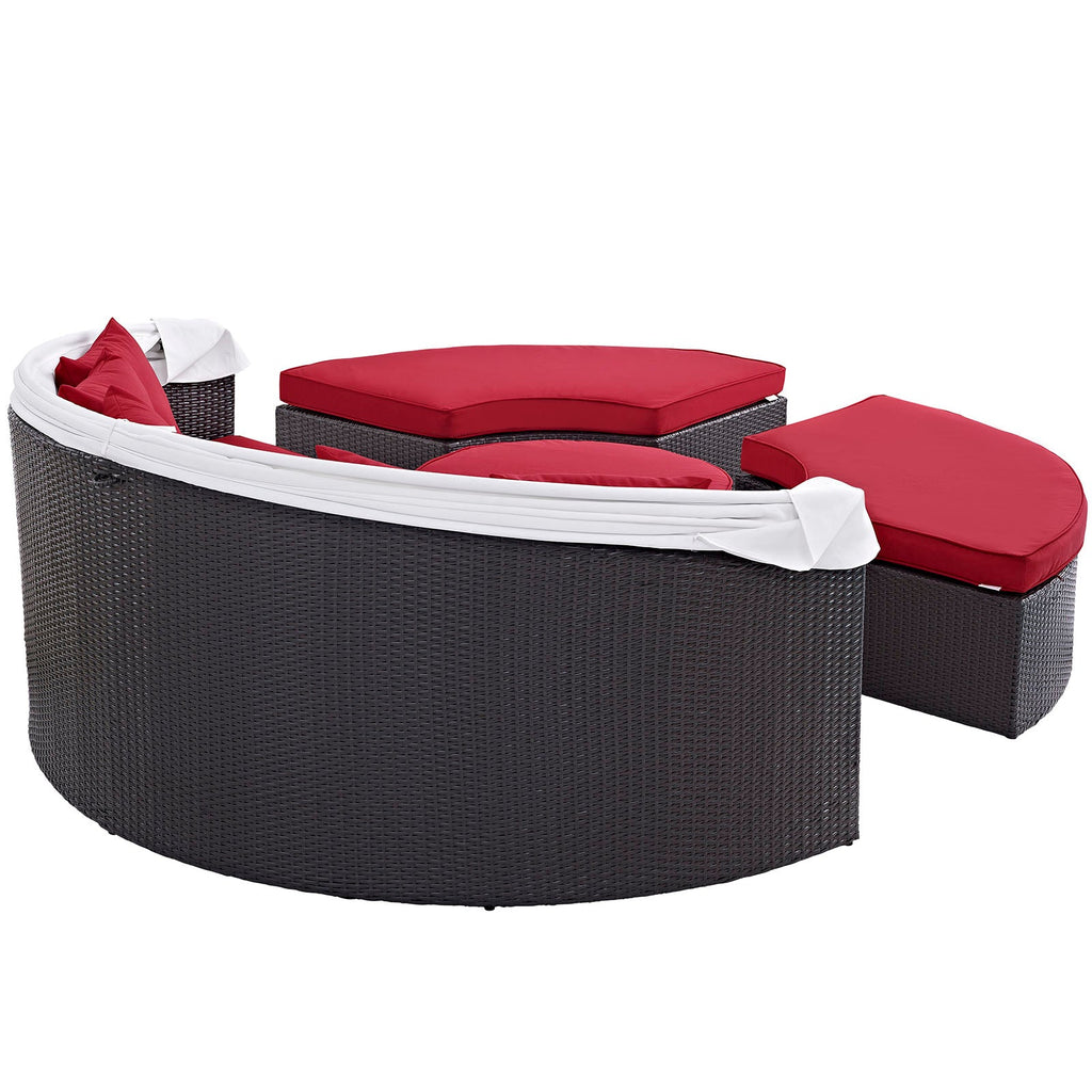 Quest Outdoor Patio Wicker Rattan Canopy Sectional Daybed by Modway