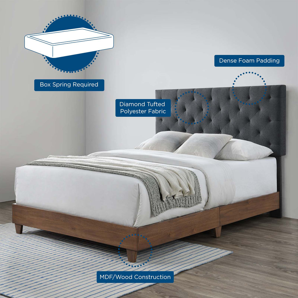 Rhiannon Diamond Tufted Upholstered Fabric Queen Bed by Modway