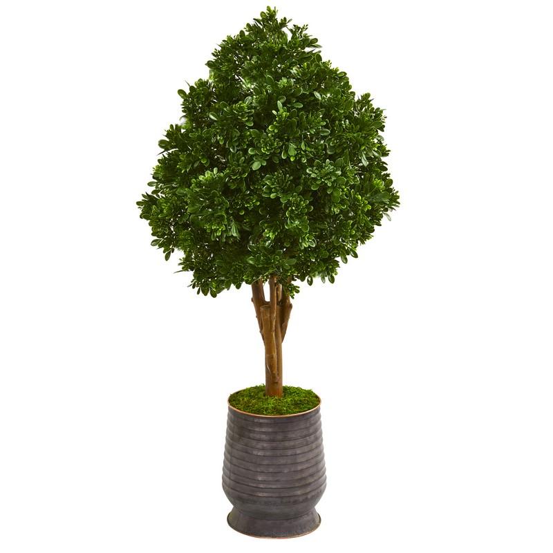 49"  Tea Leaf Artificial Tree in Metal Planter UV Resistant (Indoor/Outdoor)