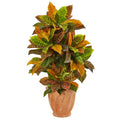 40"  Croton Artificial Plant in Terra Cotta Planter (Real Touch)