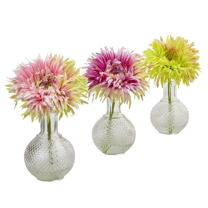 Daisy with Glass Vase (Set of 3)