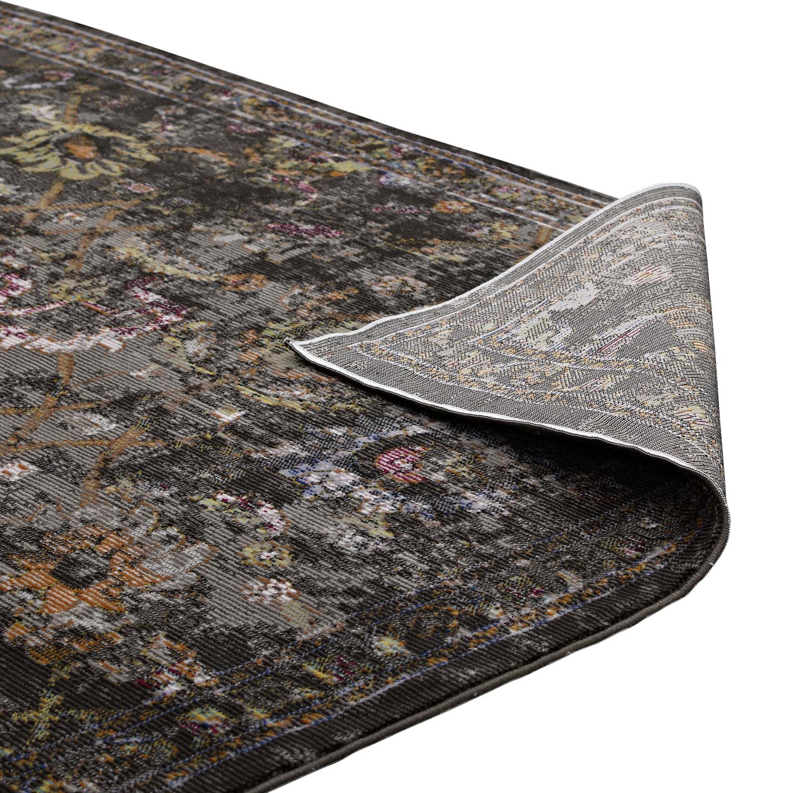 Minu Distressed Floral Lattice 4x6 Area Rug by Modway