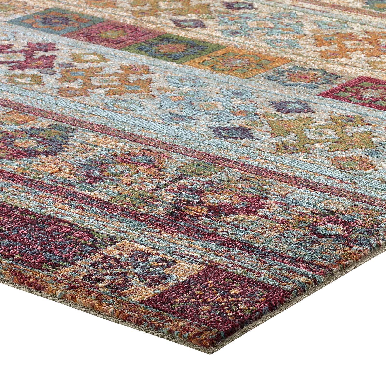 Tribute Nala Distressed Vintage Floral Lattice 8x10 Area Rug by Modway