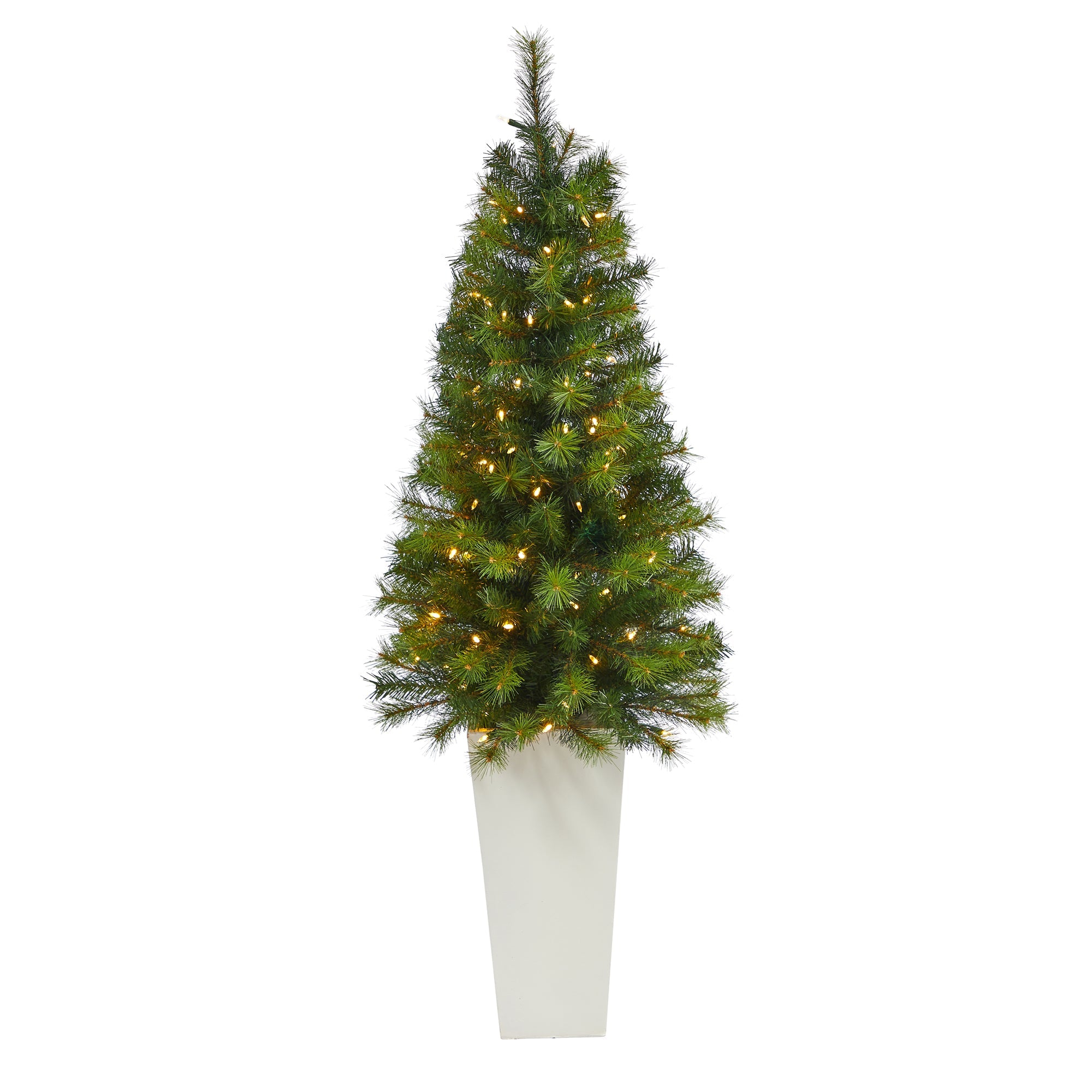 57' Green Valley Pine Artificial Christmas Tree w/ 100 Warm White LED Lights
