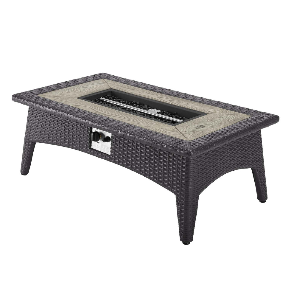 Splendor 43.5" Rectangle Outdoor Patio Fire Pit Table by Modway