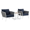 Stance 3 Piece Outdoor Patio Aluminum Sectional Sofa Set by Modway