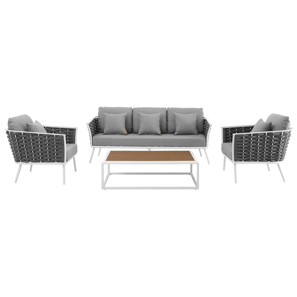 Stance 4 Piece Outdoor Patio Aluminum Sectional Sofa Set by Modway