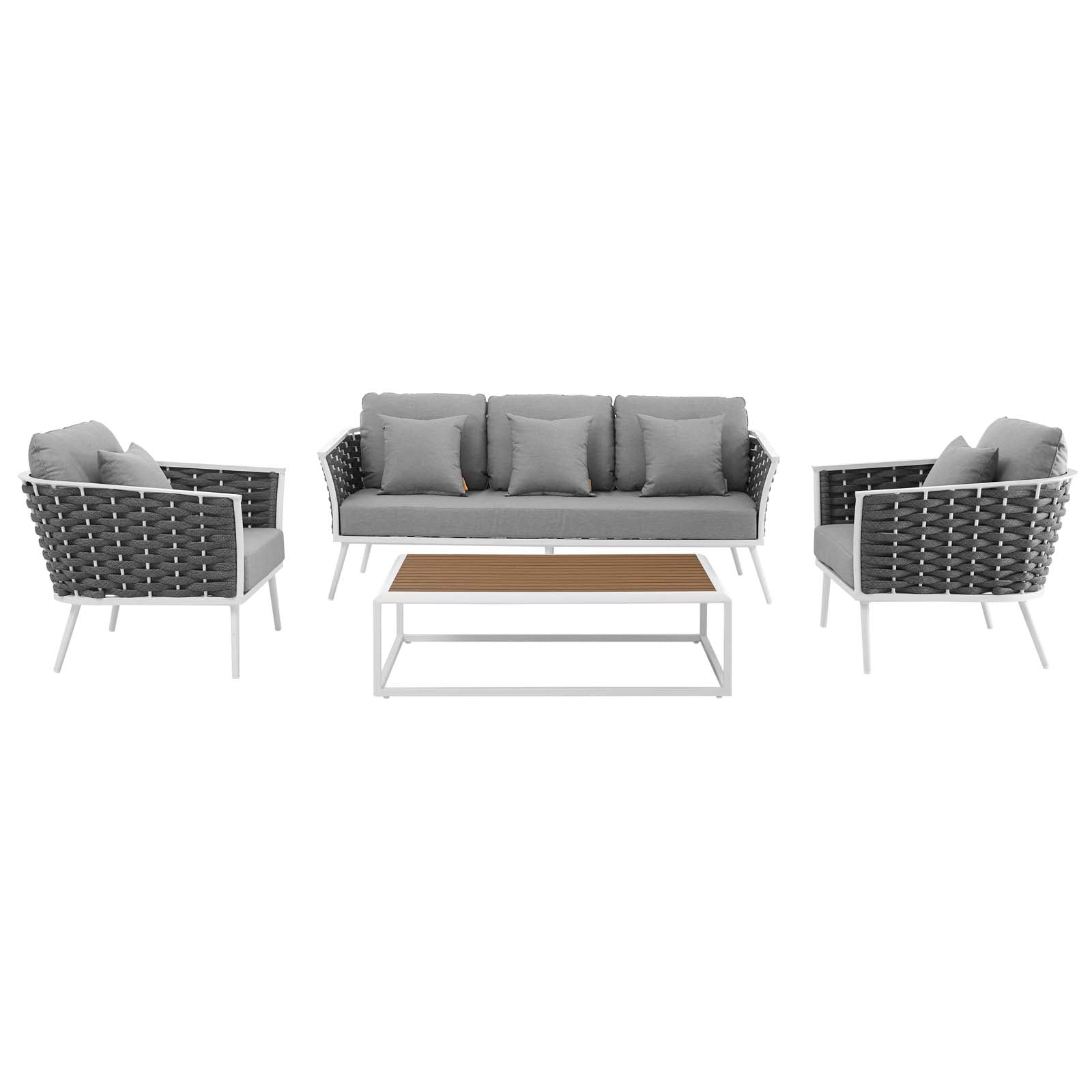 Stance 4 Piece Outdoor Patio Aluminum Sectional Sofa Set by Modway