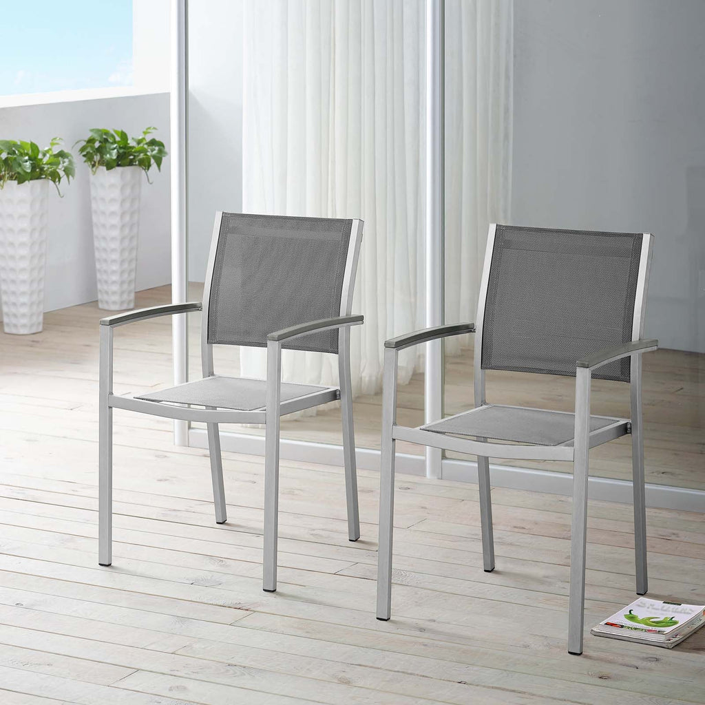 Shore Outdoor Patio Aluminum Dining Chair Set of 2 by Modway