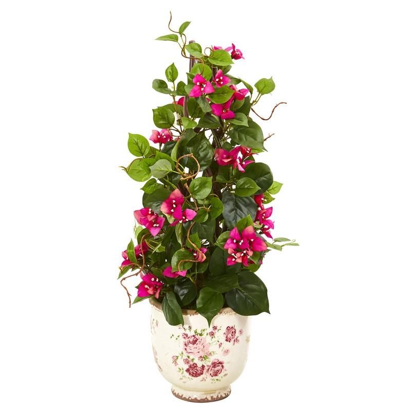 25"  Bougainvillea Artificial Climbing Plant in Floral Vase