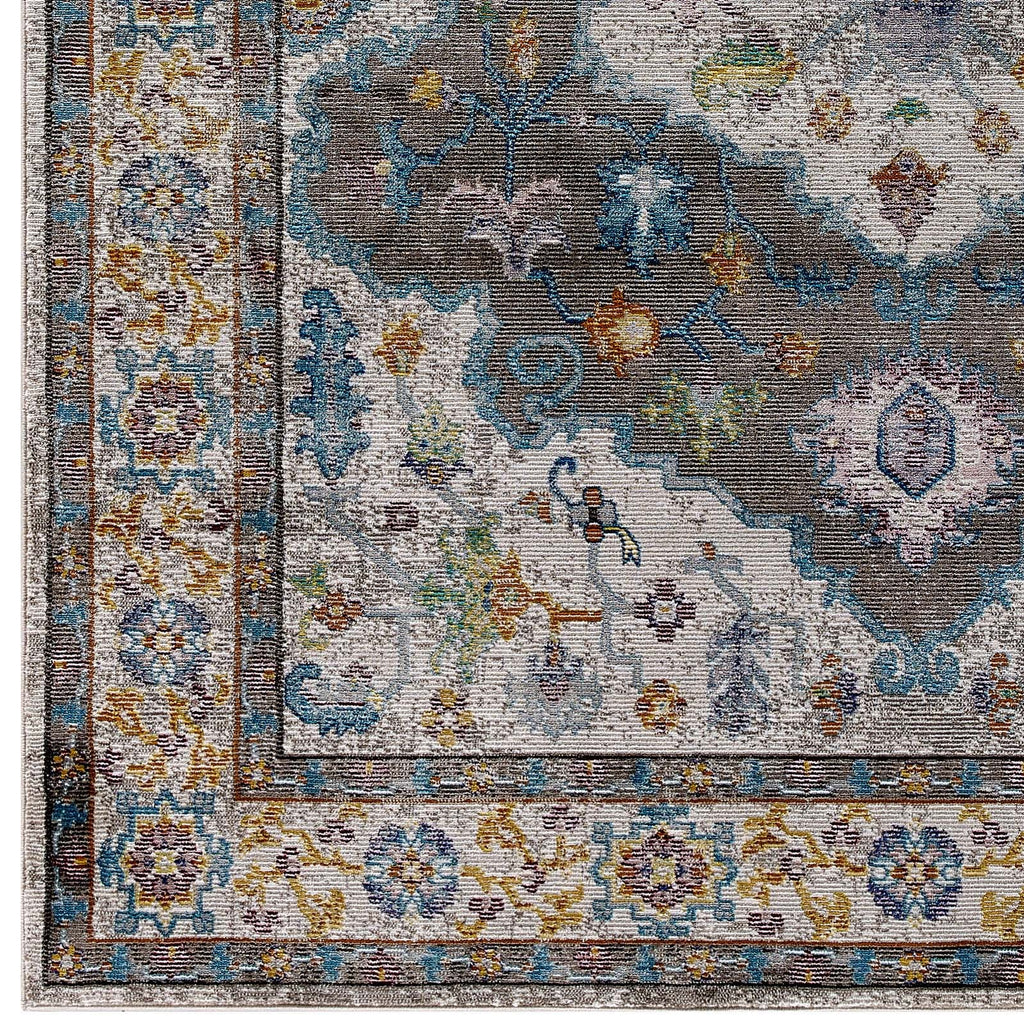 Success Anisah Distressed Floral Vintage Medallion 4x6 Area Rug by Modway