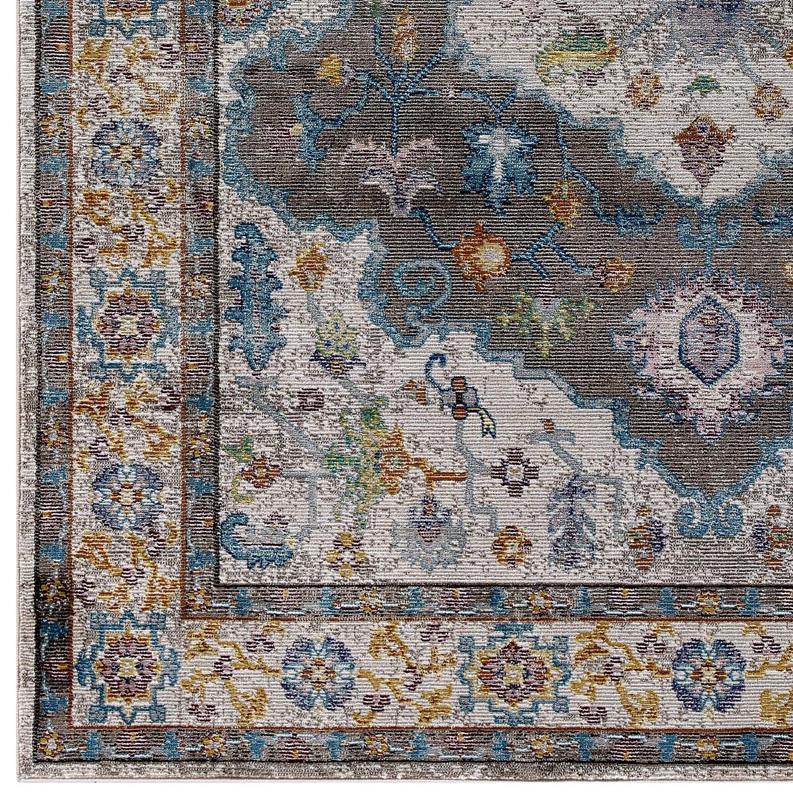 Success Anisah Distressed Floral Vintage Medallion 4x6 Area Rug by Modway