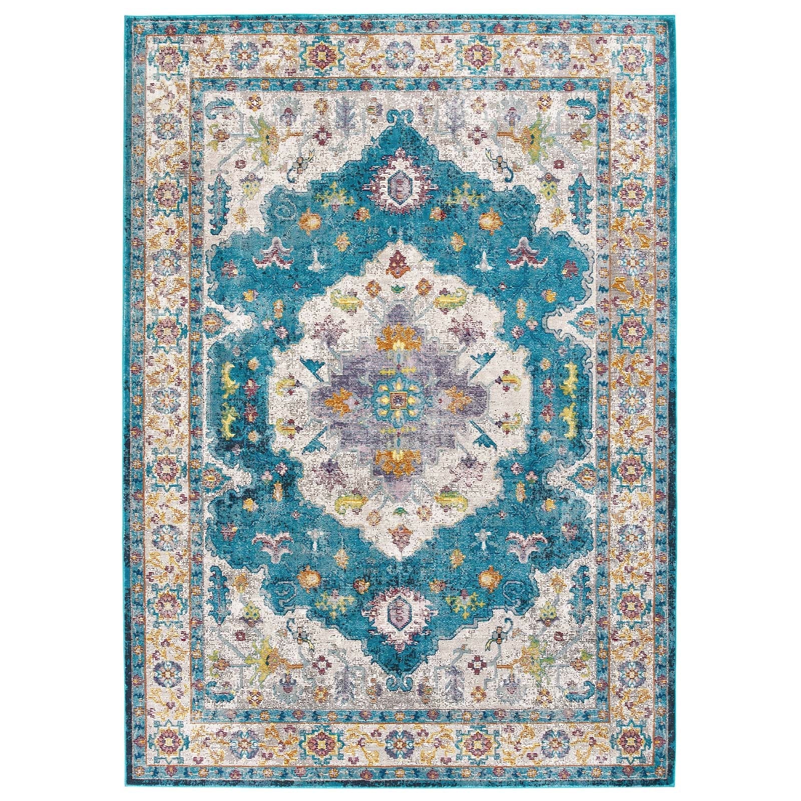 Success Anisah Distressed Floral Vintage Medallion 8x10 Area Rug by Modway