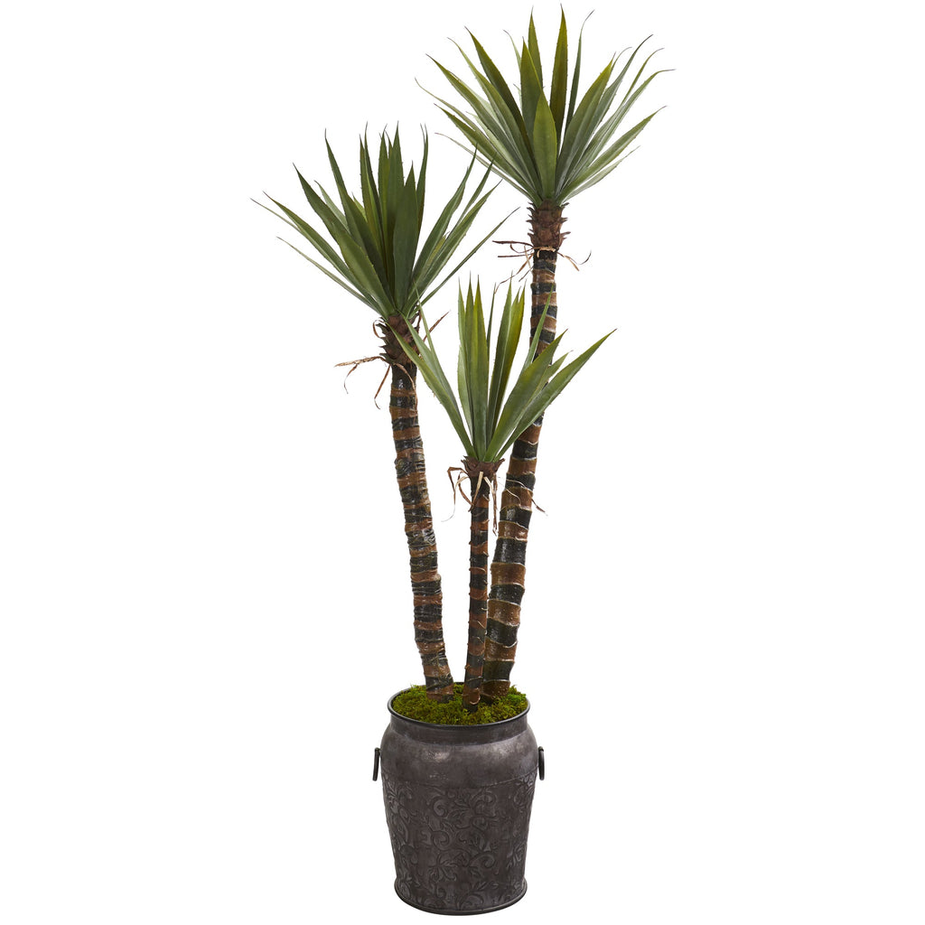 61" Yucca Artificial Tree in Metal Planter