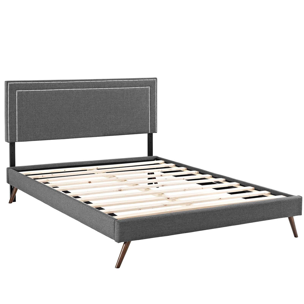 Virginia Fabric Queen Platform Bed with Round Splayed Legs by Modway