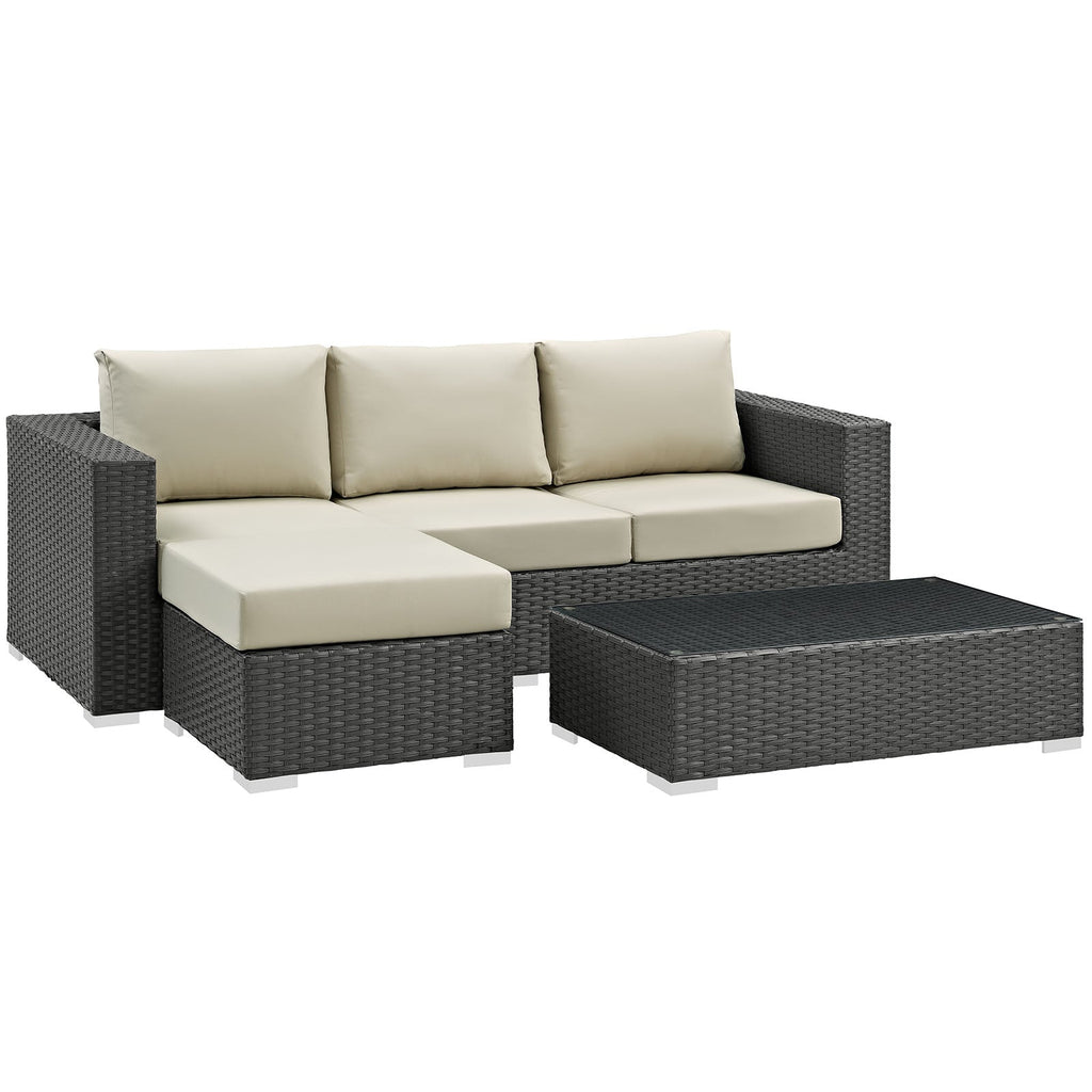 Sojourn 3 Piece Outdoor Patio Sunbrella¨ Sectional Set by Modway