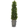 40" Sweet Bay Cone Topiary Artificial Tree in Vintage Metal Planter