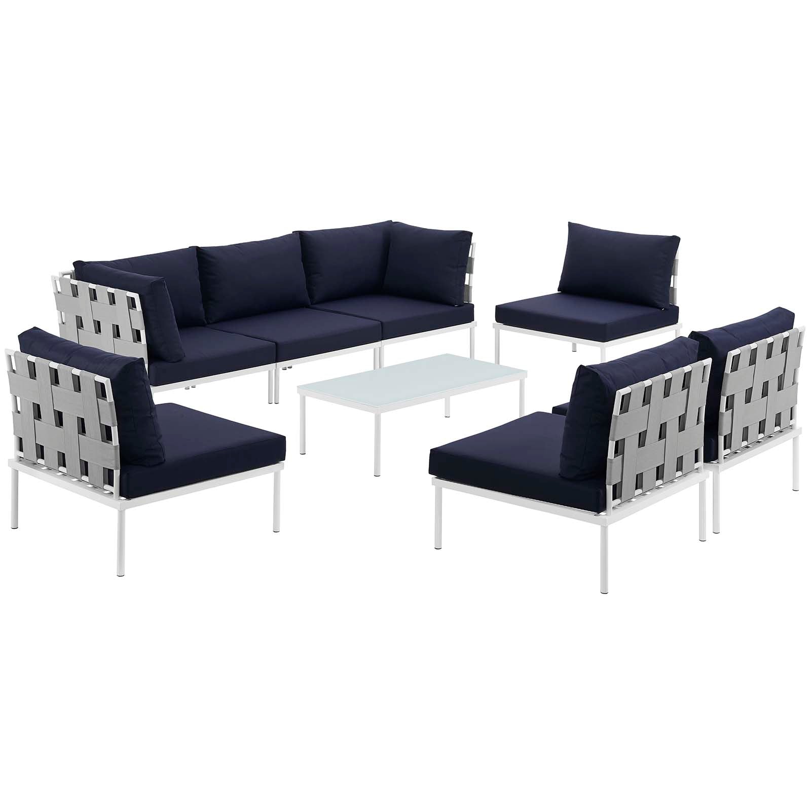 Harmony 8 Piece Outdoor Patio Aluminum Sectional Sofa Set by Modway