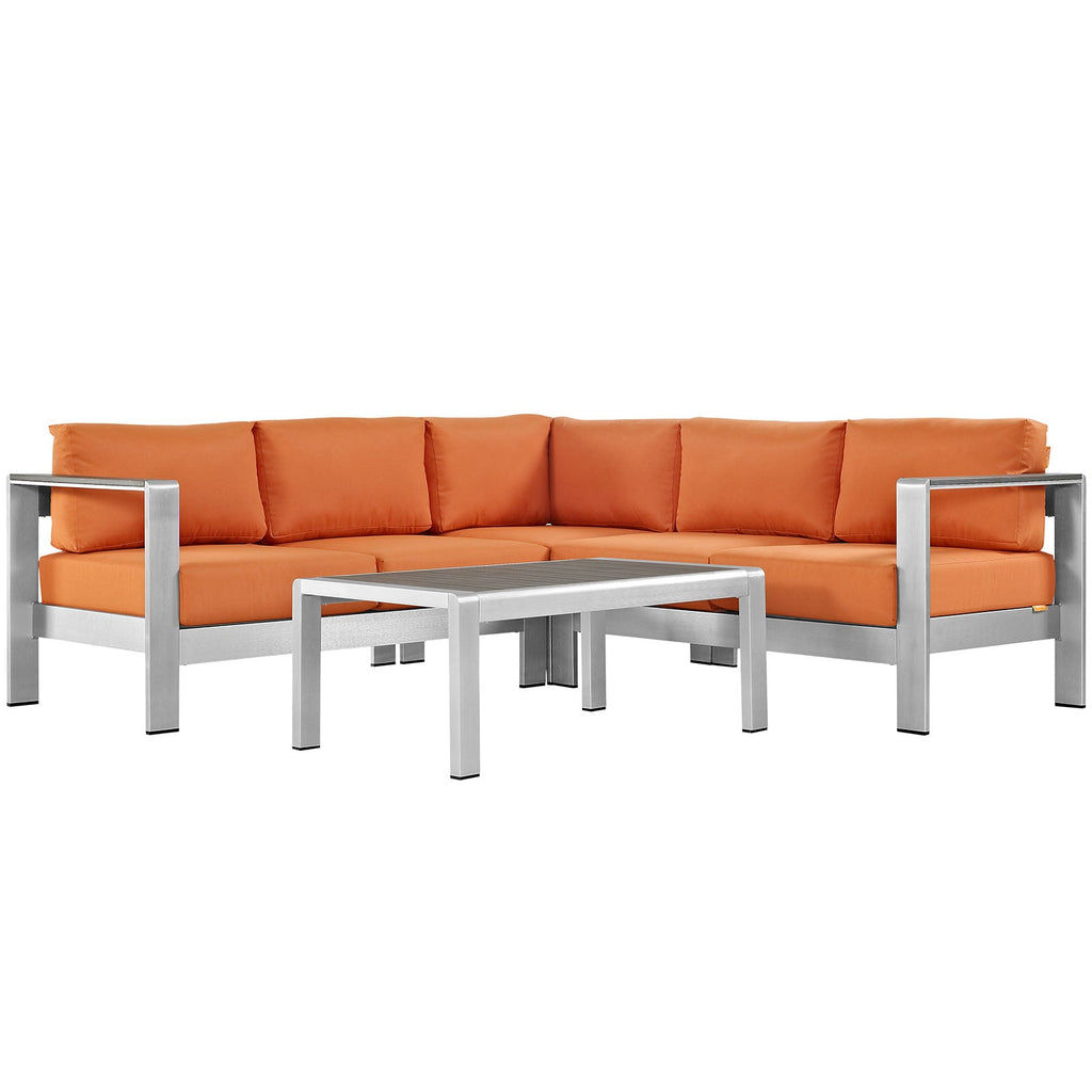 Shore 4 Piece Outdoor Patio Aluminum Sectional Sofa Set by Modway