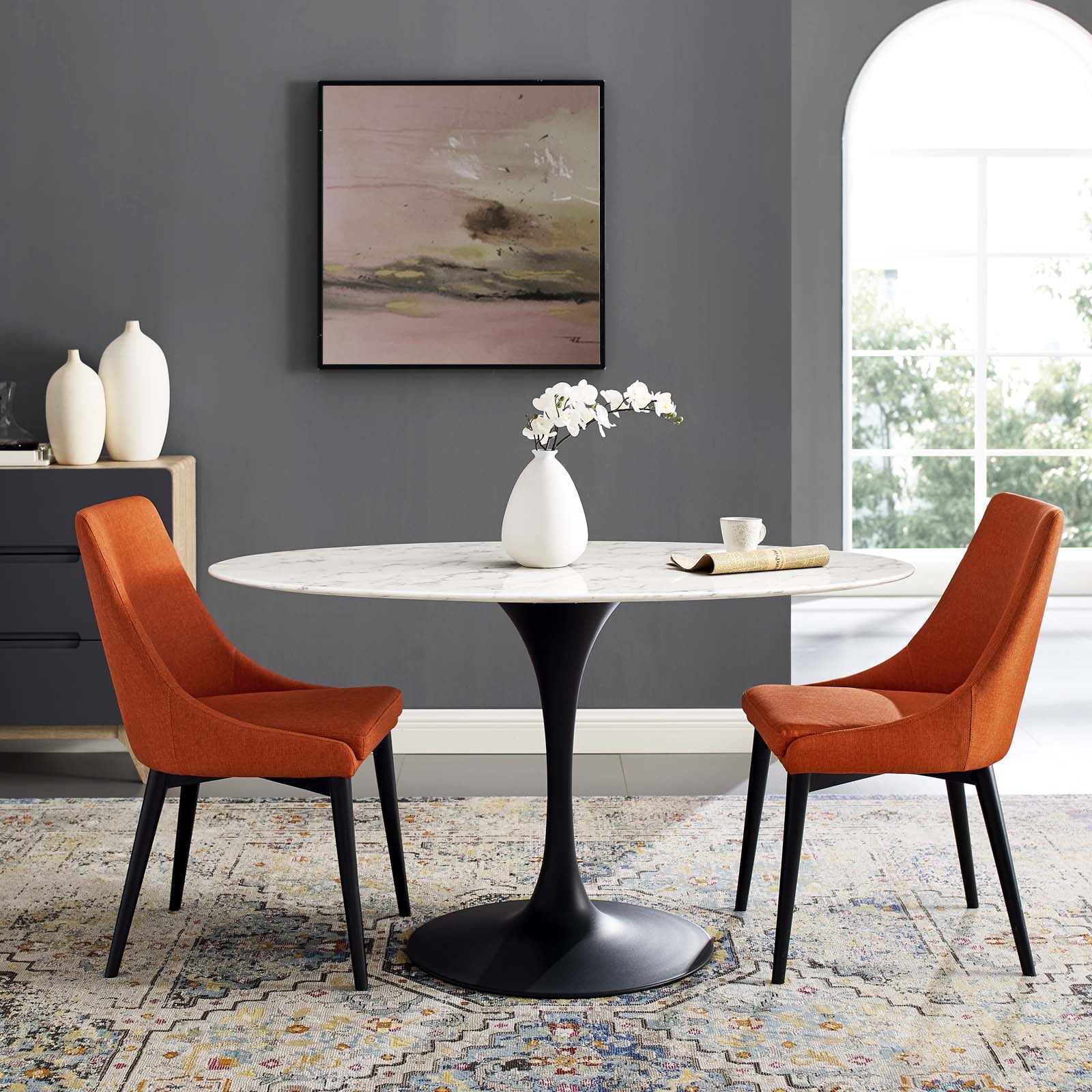 Lippa 54" Oval Faux Marble Dining Table by Modway