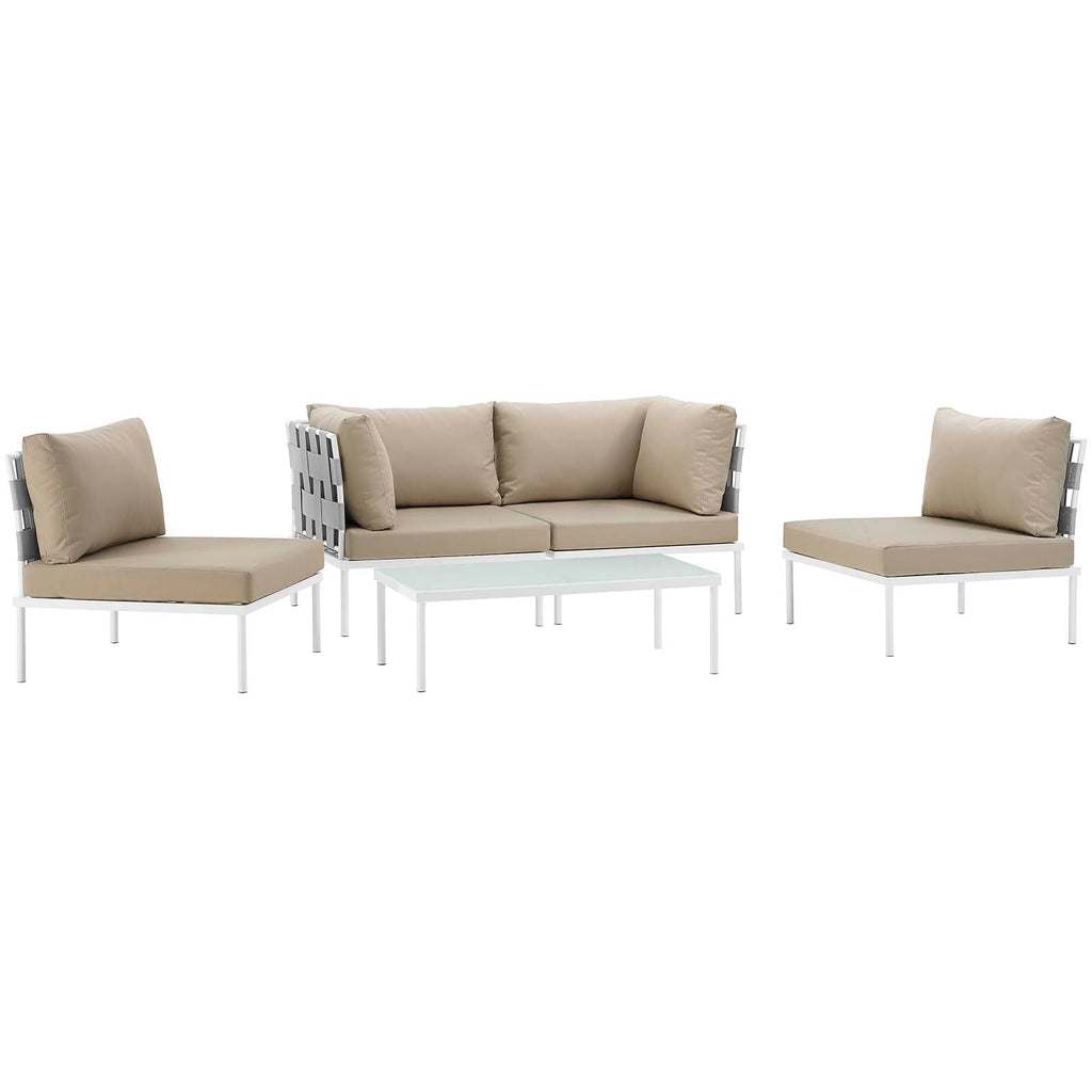 Harmony 5 Piece Outdoor Patio Aluminum Sectional Sofa Set by Modway