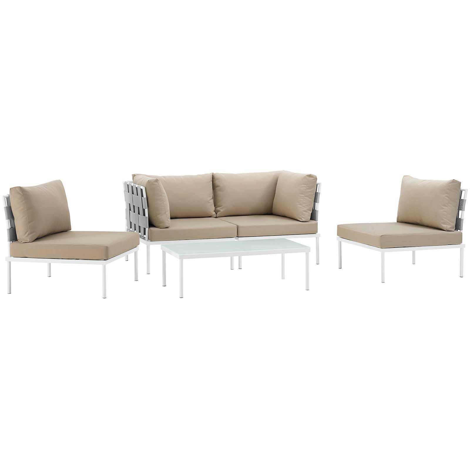 Harmony 5 Piece Outdoor Patio Aluminum Sectional Sofa Set by Modway