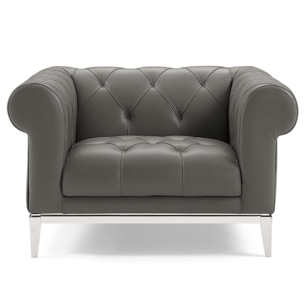 Idyll Tufted Button Upholstered Leather Chesterfield Armchair by Modway