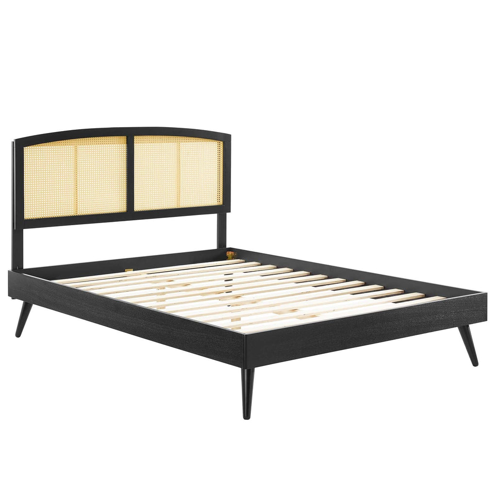 Sierra Cane and Wood Full Platform Bed With Splayed Legs by Modway
