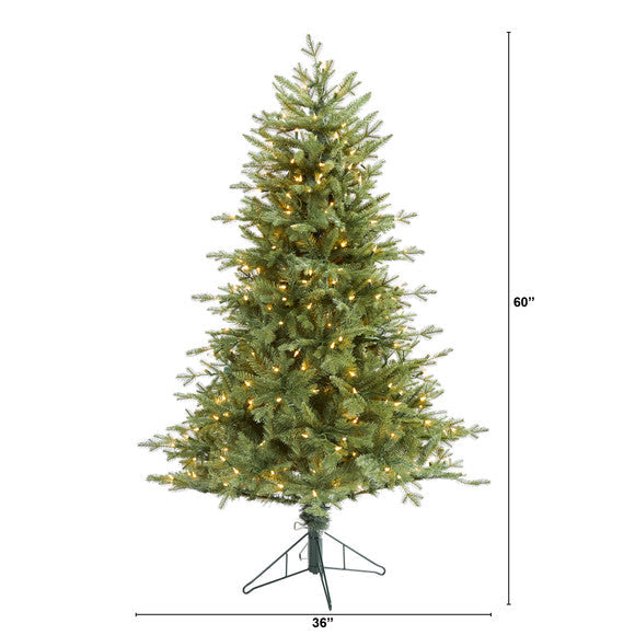 5' New Hampshire Spruce Artificial Christmas Tree with 300 Warm White Lights