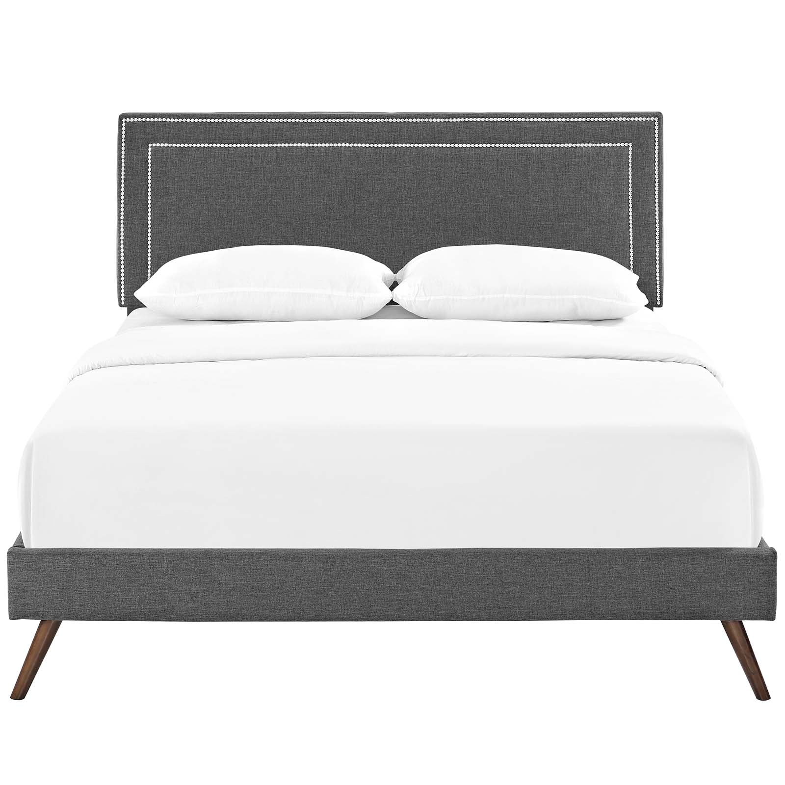 Virginia Fabric Queen Platform Bed with Round Splayed Legs by Modway