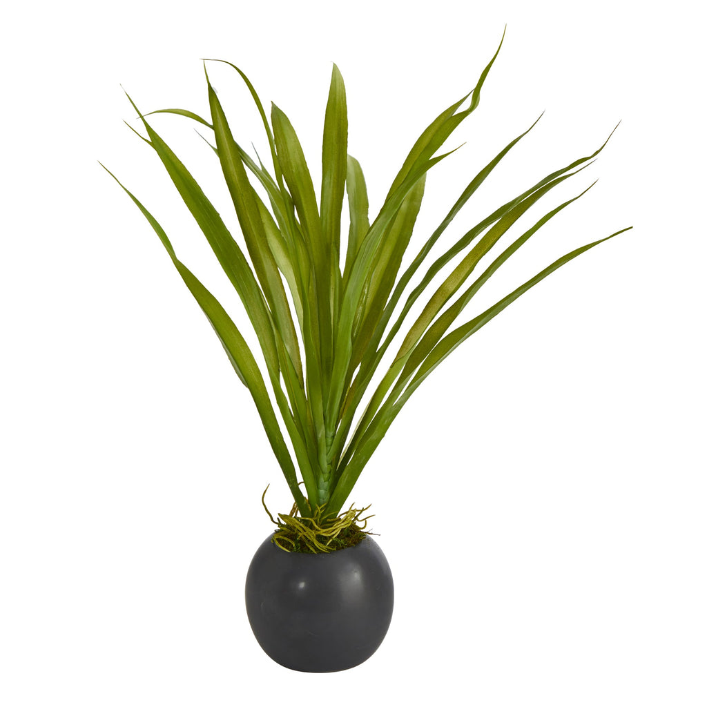 15" Grass Artificial Plant in Decorative Planter