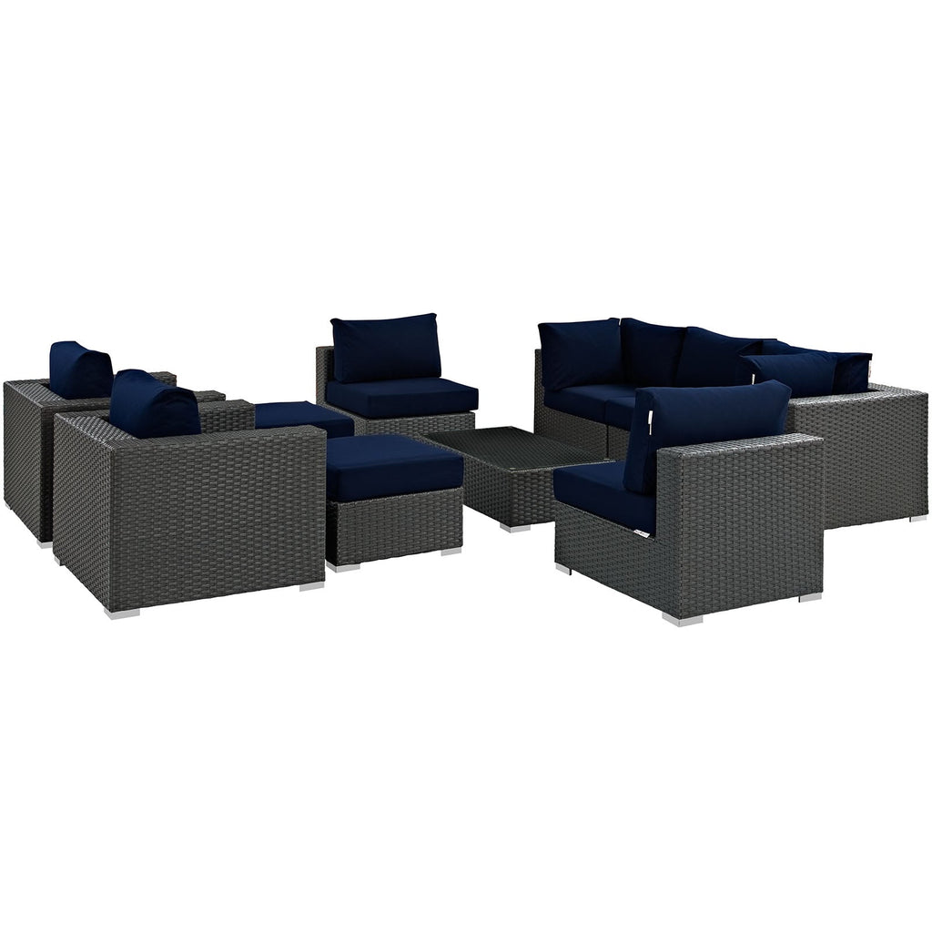 Sojourn 10 Piece Outdoor Patio Sunbrella¨ Sectional Set by Modway