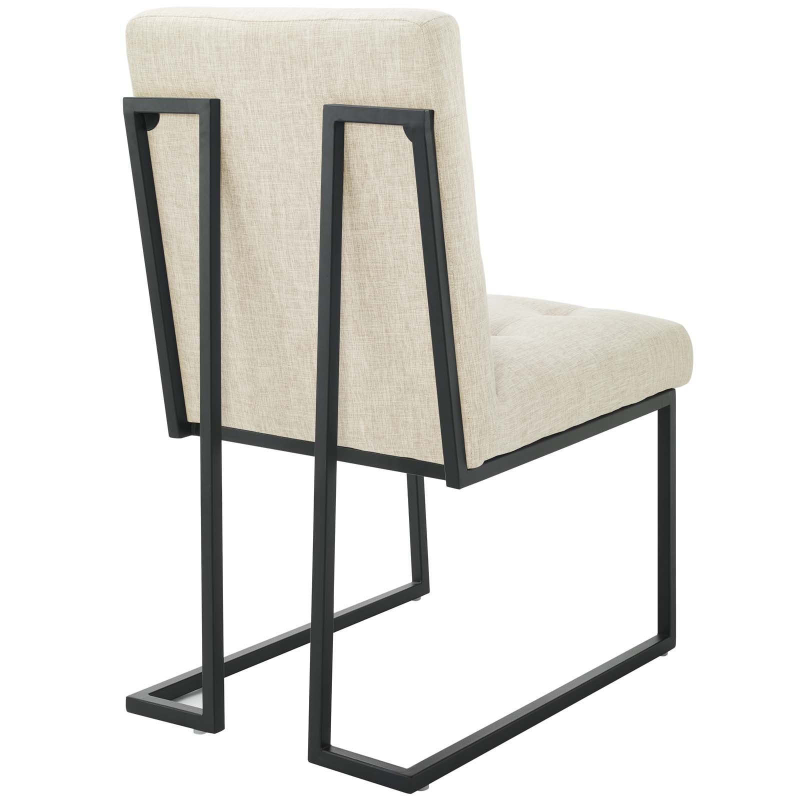Privy Black Stainless Steel Upholstered Fabric Dining Chair by Modway