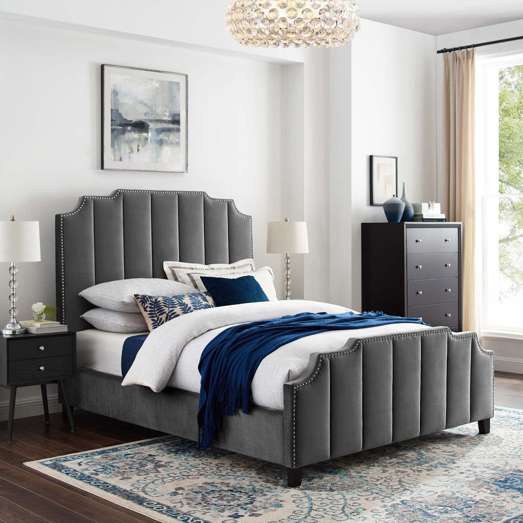 Lucille Performance Velvet Queen Platform Bed by Modway