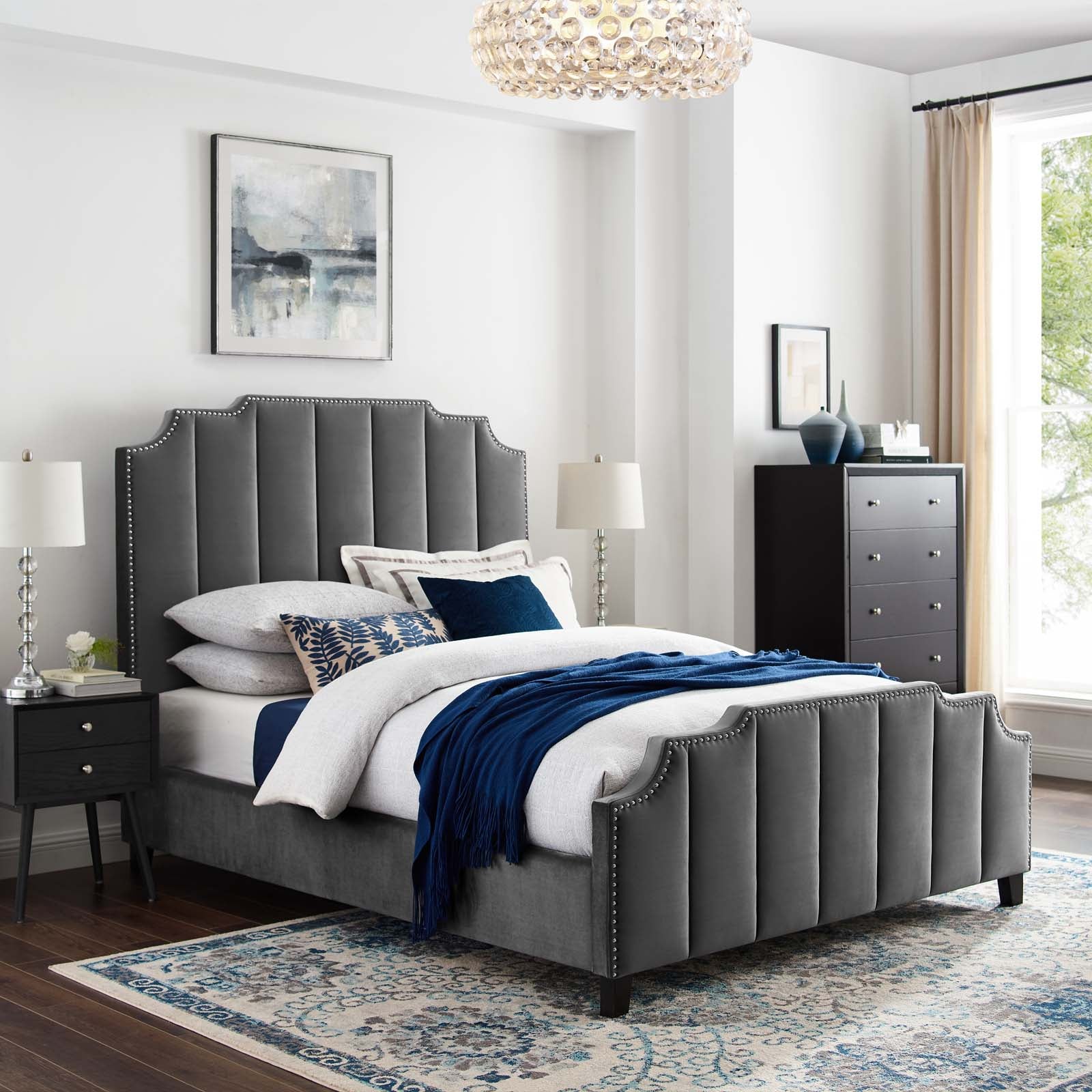Lucille Performance Velvet Queen Platform Bed by Modway
