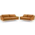 Harness Stainless Steel Base Leather Sofa and Loveseat Set by Modway