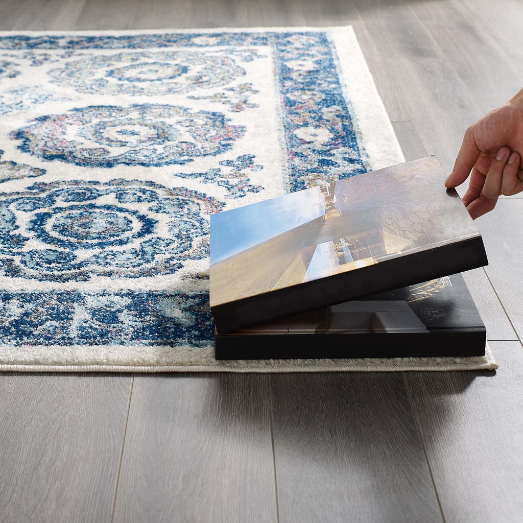 Entourage Odile Distressed Floral Moroccan Trellis 5x8 Area Rug by Modway