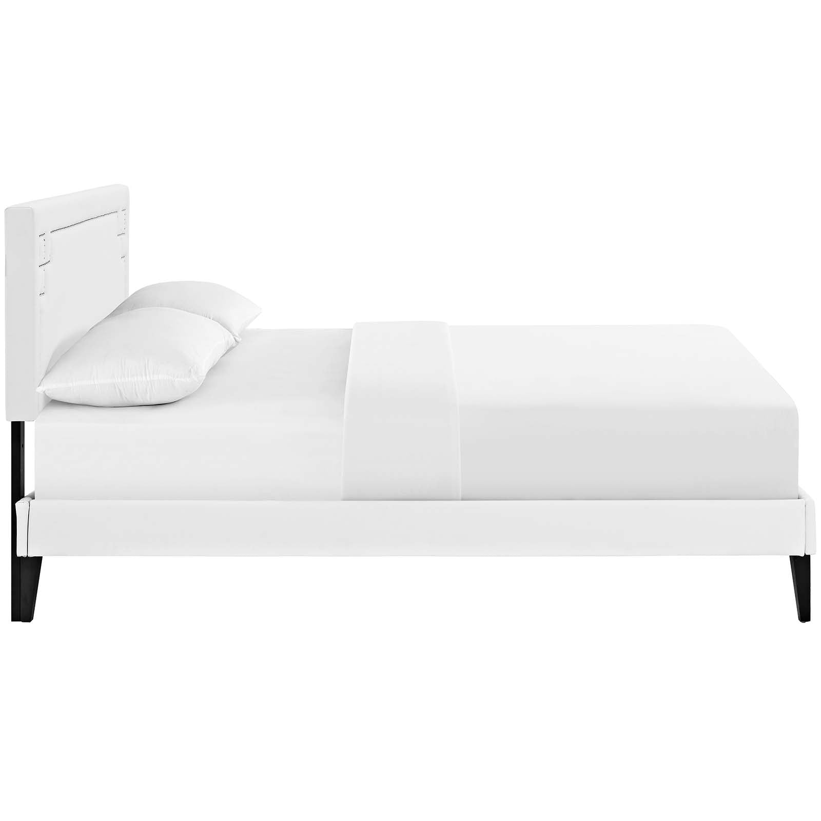 Ruthie Vinyl Queen Platform Bed with Squared Tapered Legs by Modway