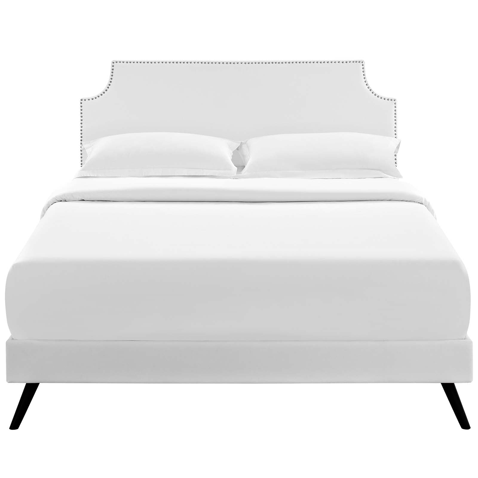 Corene Vinyl Full Platform Bed with Round Splayed Legs by Modway
