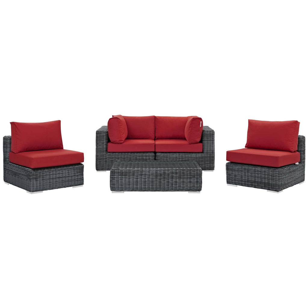 Summon 5 Piece Outdoor Patio Sunbrella¨ Sectional Set by Modway