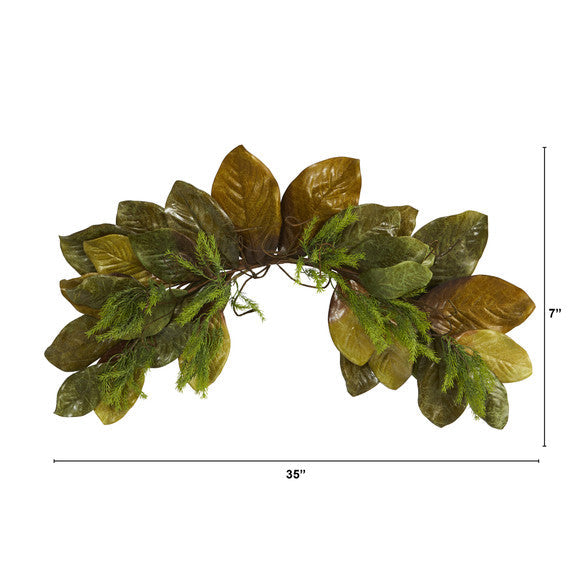 35" Fall Magnolia Leaf Artificial Swag