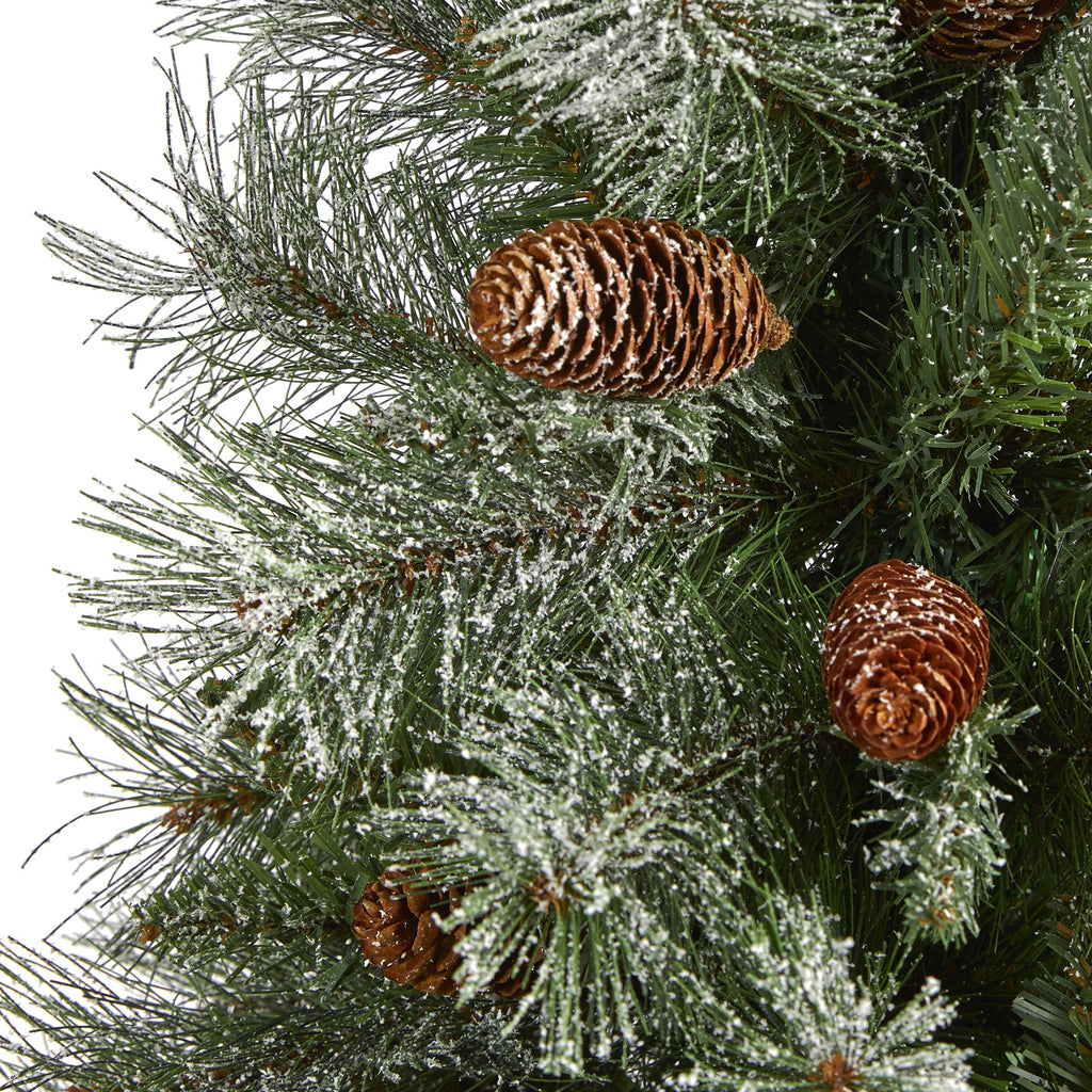 3' Snowed French Alps Mountain Pine Artificial Christmas Tree w/ 135 Bendable