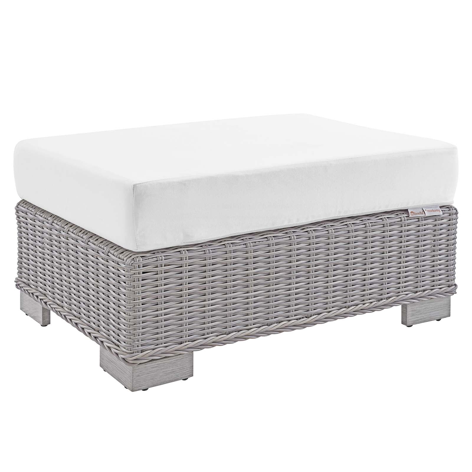 Conway 2-Piece Sunbrella¨ Outdoor Patio Wicker Rattan Armchair and Ottoman Set by Modway