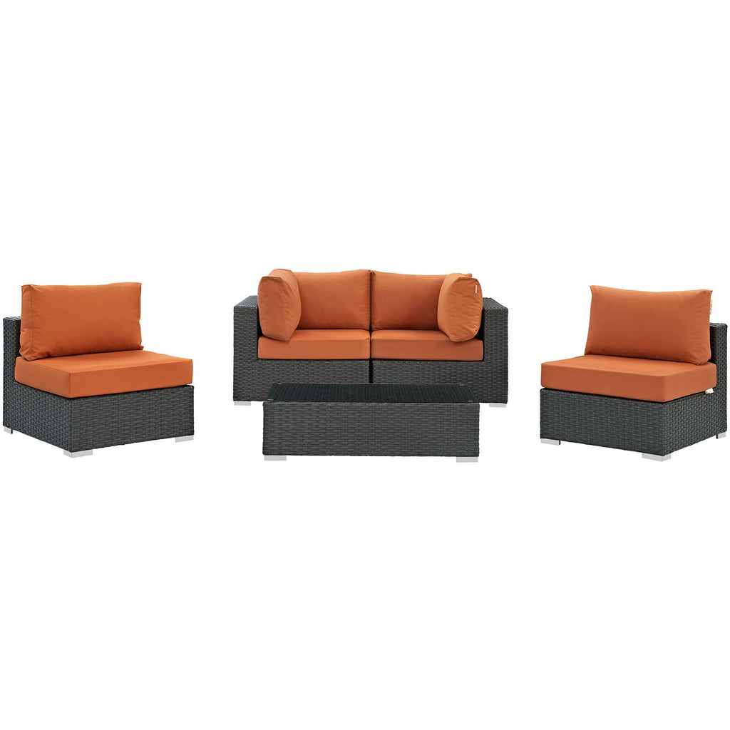 Sojourn 5 Piece Outdoor Patio Sunbrella¨ Sectional Set by Modway