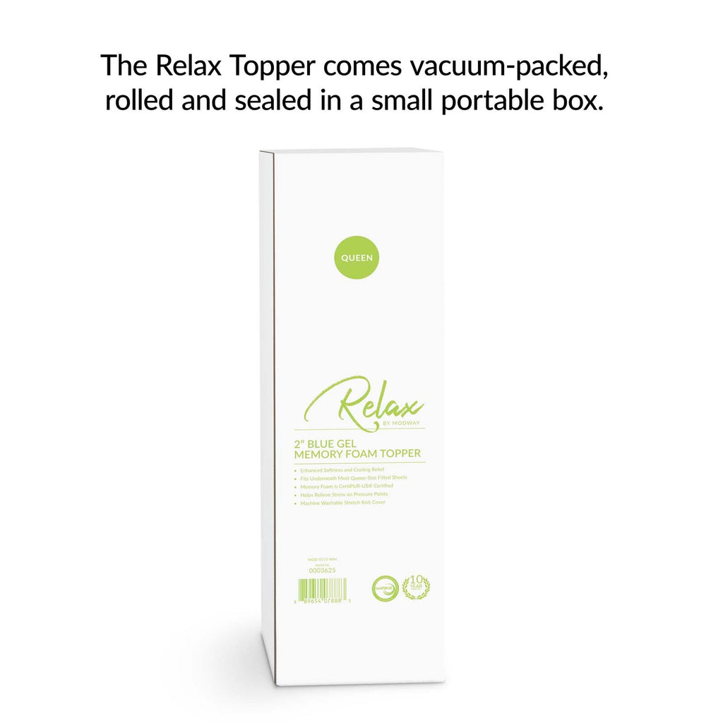Relax Queen 2" Gel Memory Foam Mattress Topper by Modway
