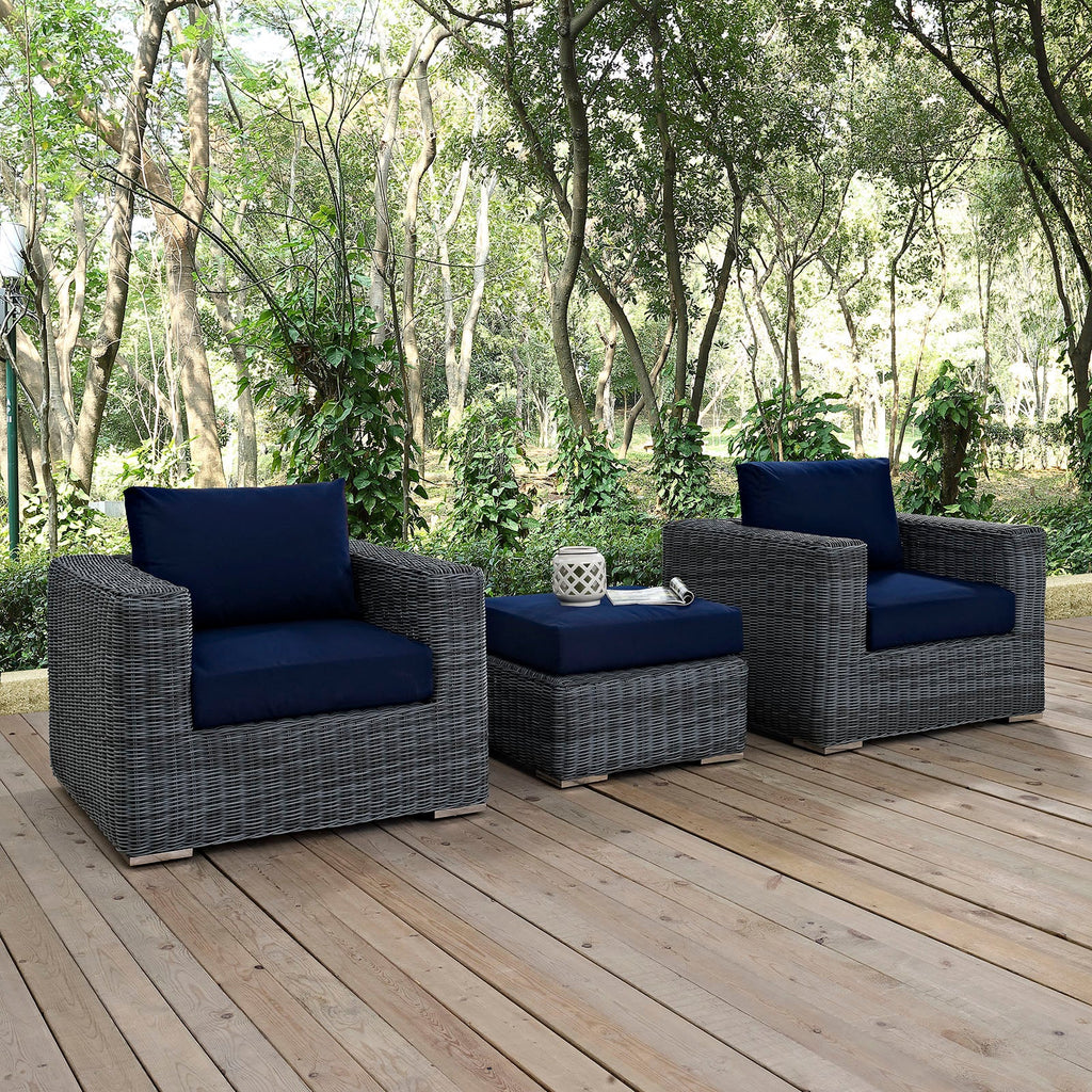 Summon 3 Piece Outdoor Patio Sunbrella¨ Sectional Set by Modway
