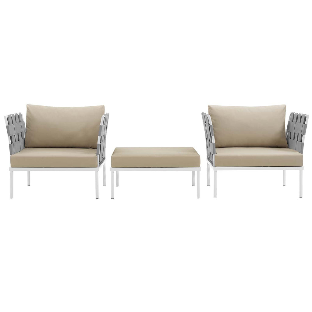 Harmony 3 Piece Outdoor Patio Aluminum Sectional Sofa Set by Modway