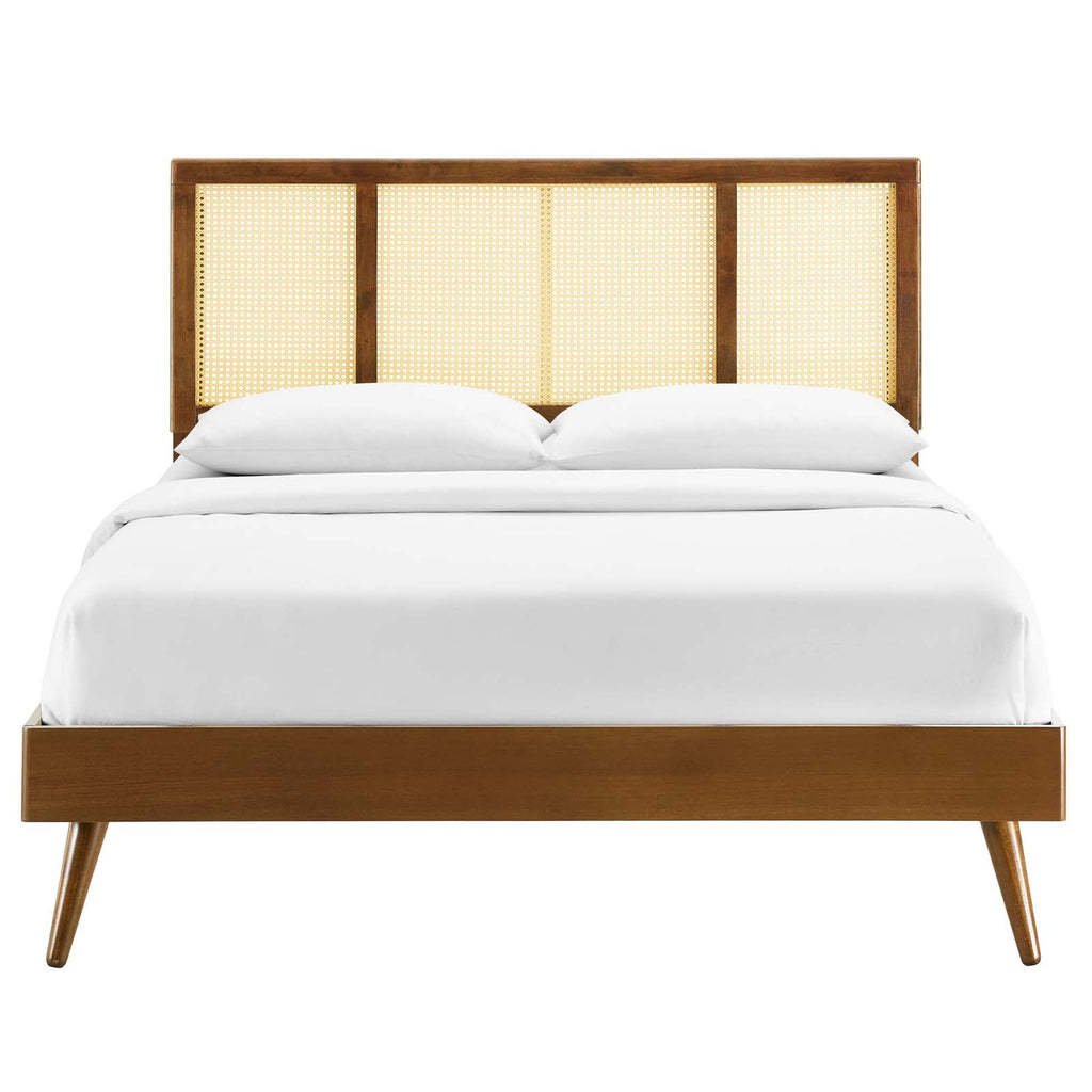 Kelsea Cane and Wood Full Platform Bed With Splayed Legs by Modway