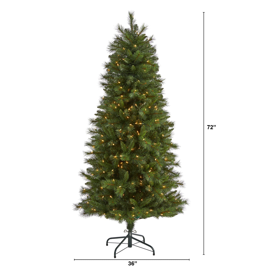 6' Slim West Virginia Mountain Pine Artificial Christmas Tree w/300 Clear Light