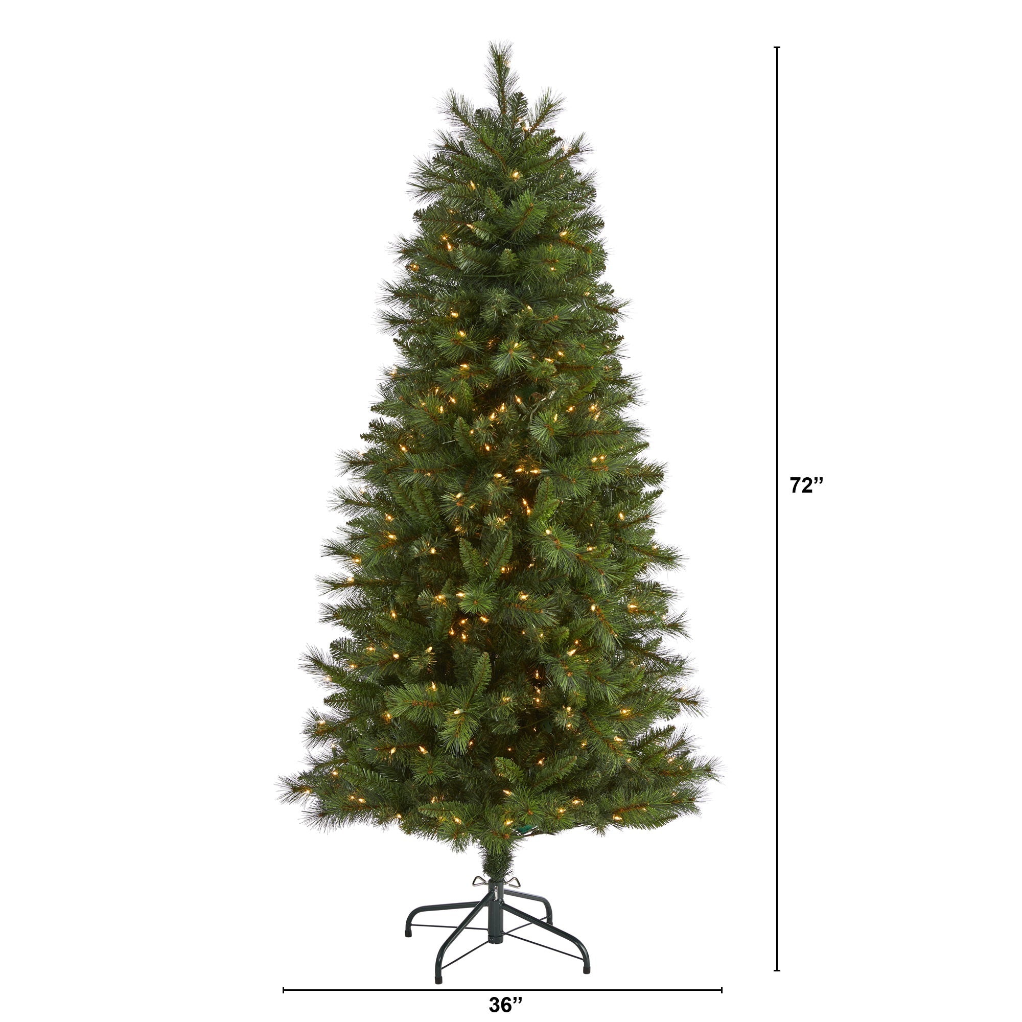 6' Slim West Virginia Mountain Pine Artificial Christmas Tree w/300 Clear Light